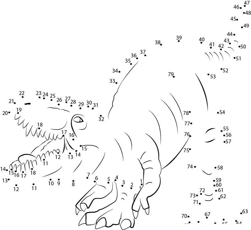 Aggressive Dinosaur dot to dot worksheets