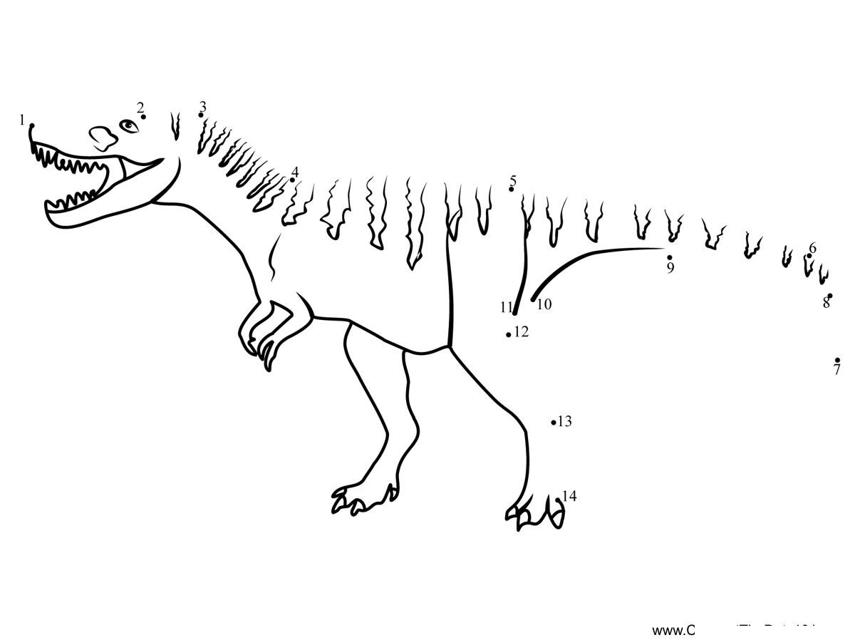 Albertosaurus-Dinosaur printable dot to dot worksheet