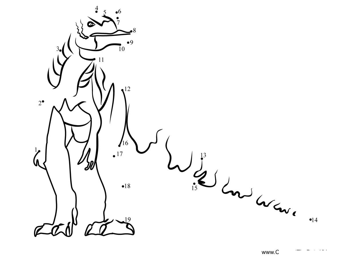 Allosaurus-Dinosaur printable dot to dot worksheet