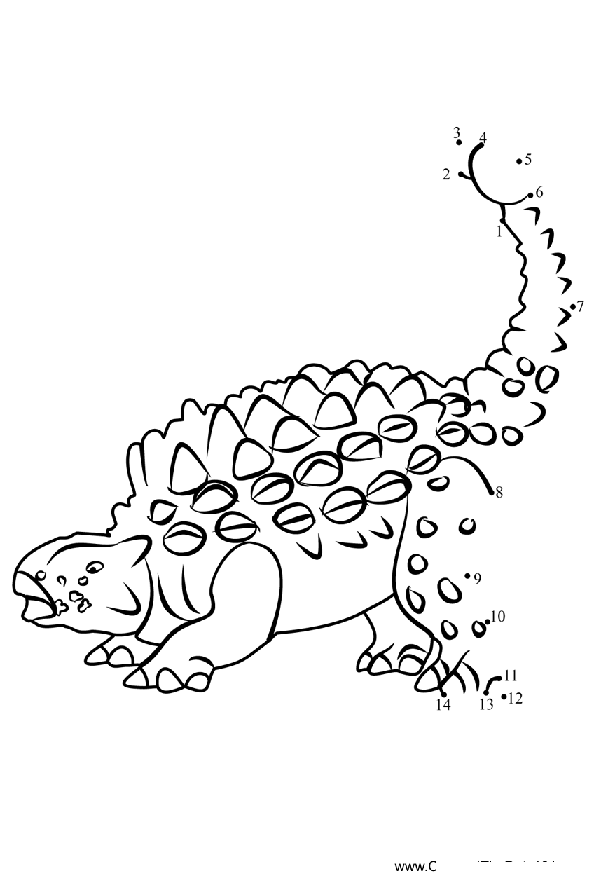 Anklosaurus-Dinosaur dot to dot worksheets