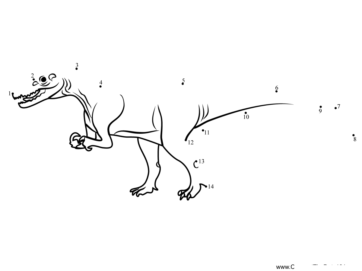 Baryonyx-Dinosaur printable dot to dot worksheet