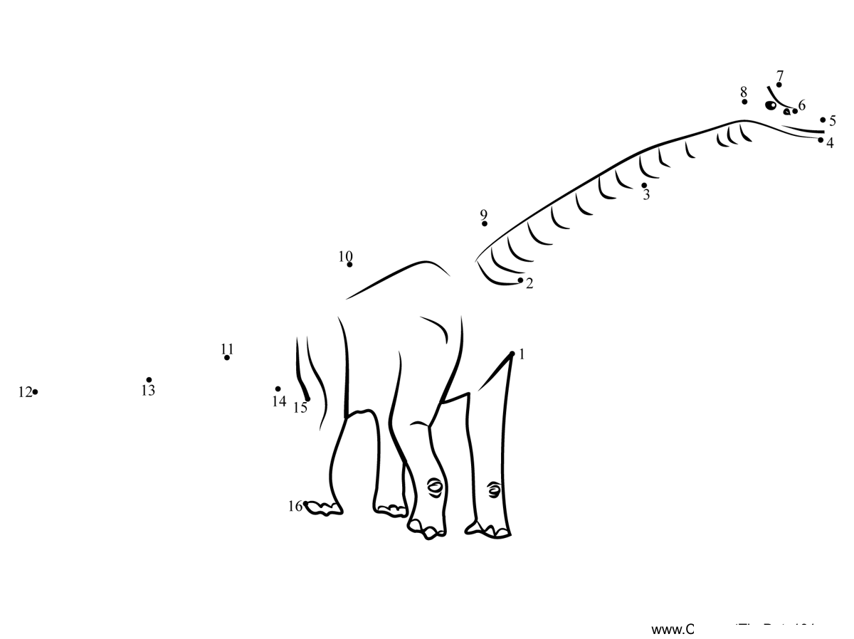 Brachiosaurus-Dinosaur dot to dot worksheets