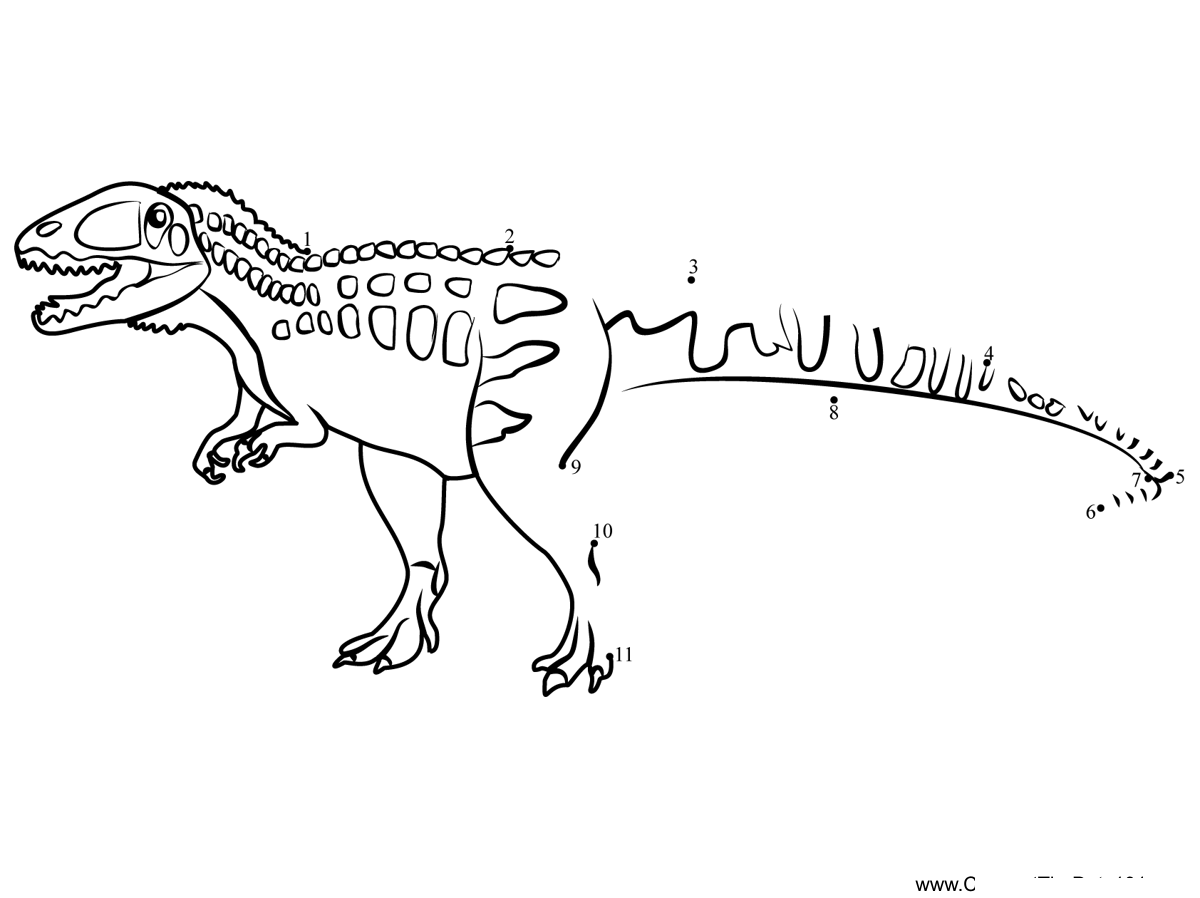 Carcharodontosaurus-Dinosaur printable dot to dot worksheet