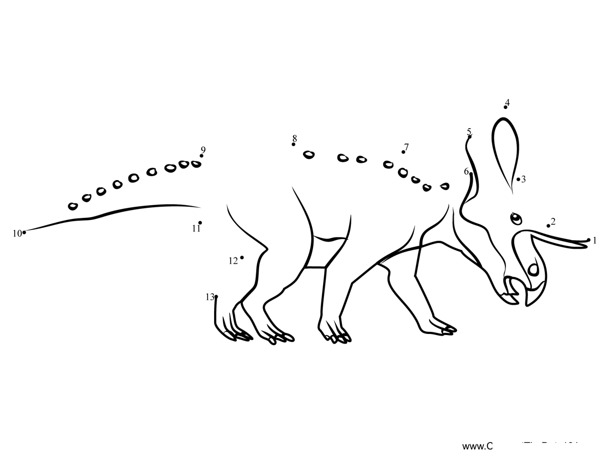 Ceratopsian-Dinosaur printable dot to dot worksheet