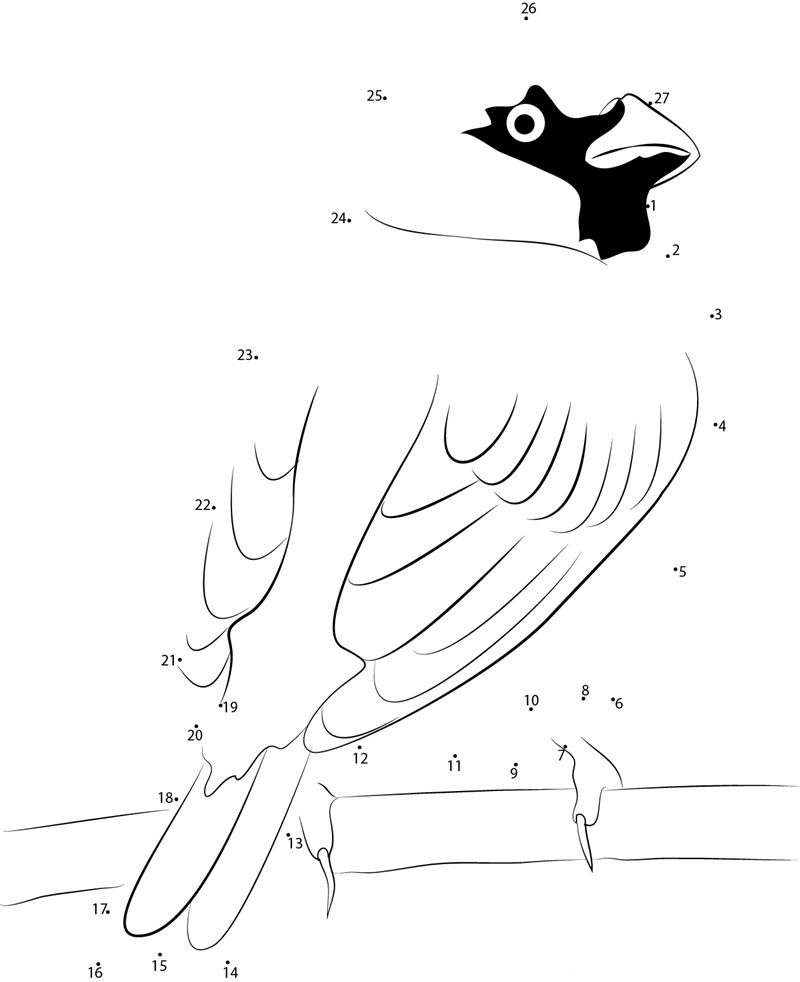 Male House Sparrow printable dot to dot worksheet