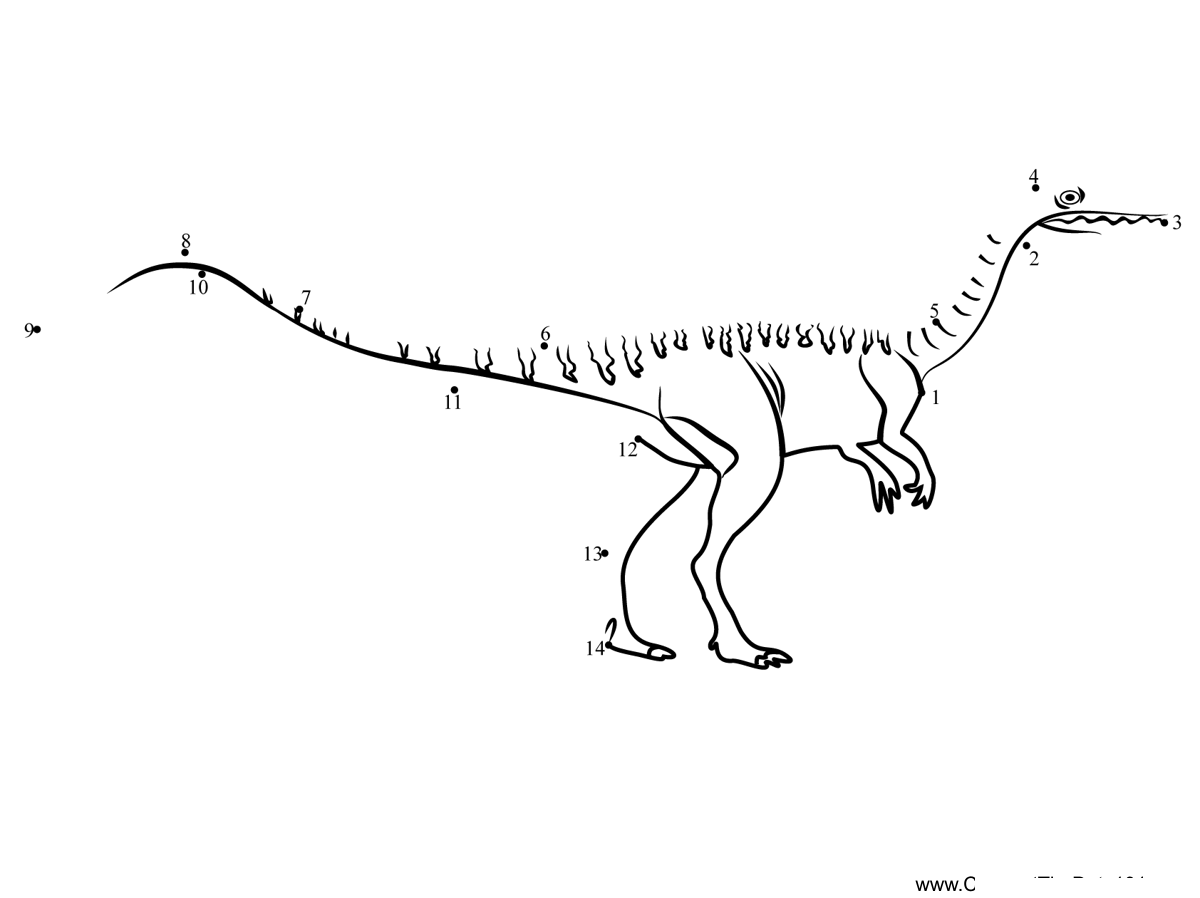 Coelophysis-Dinosaur printable dot to dot worksheet