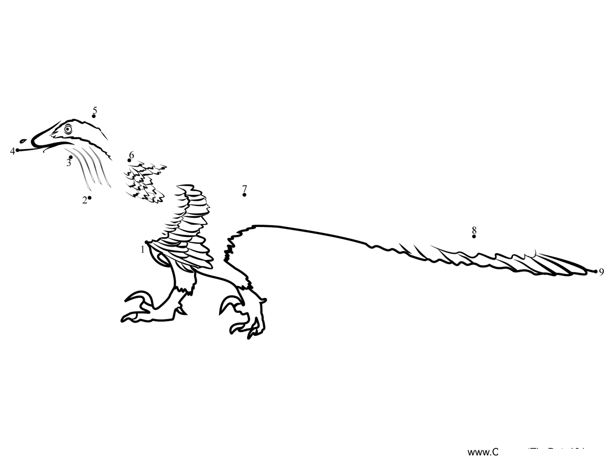 Deinonychus-Dinosaur printable dot to dot worksheet