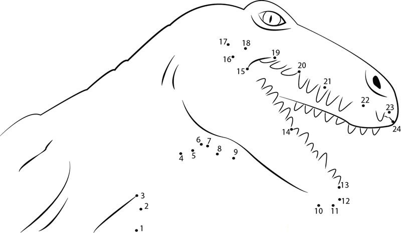 Dinosaur Smiling printable dot to dot worksheet