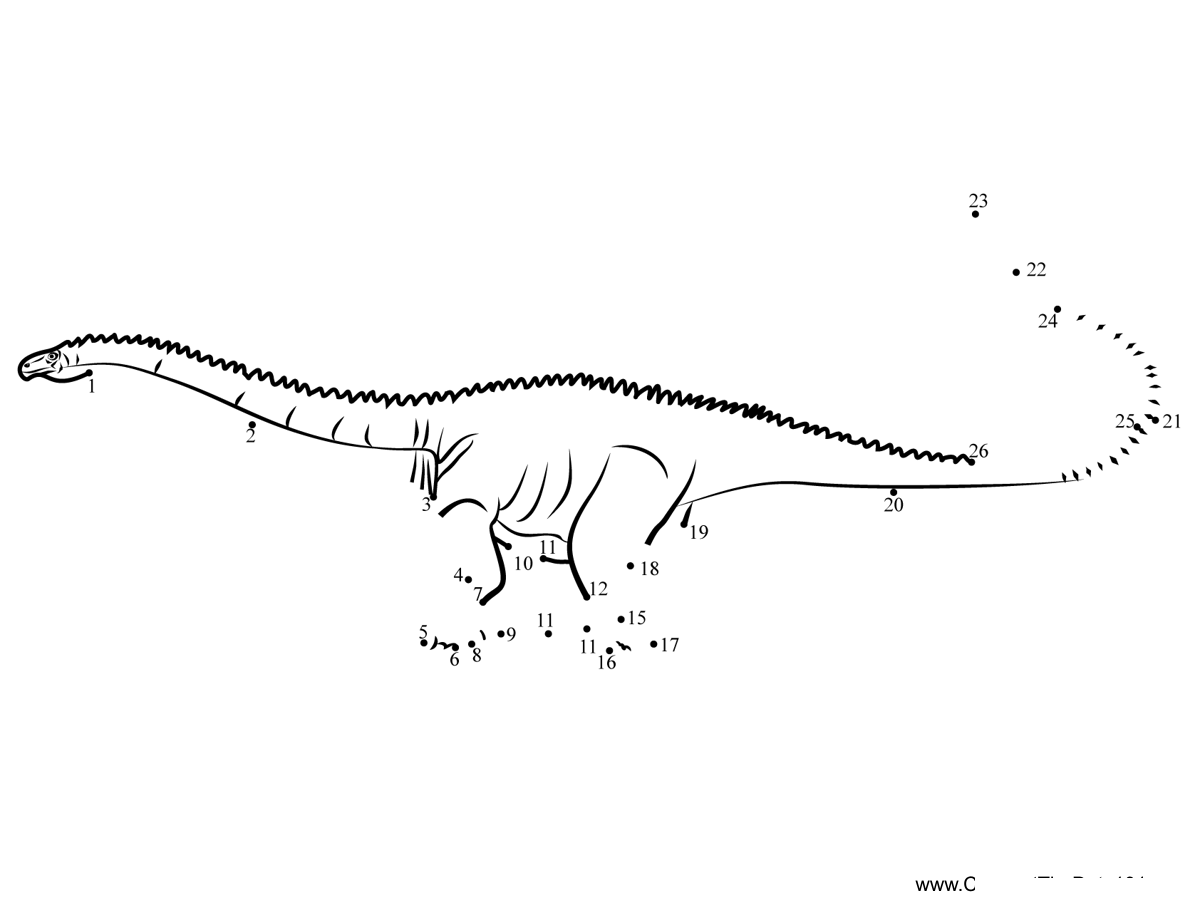 Diplodocus-Dinosaur printable dot to dot worksheet