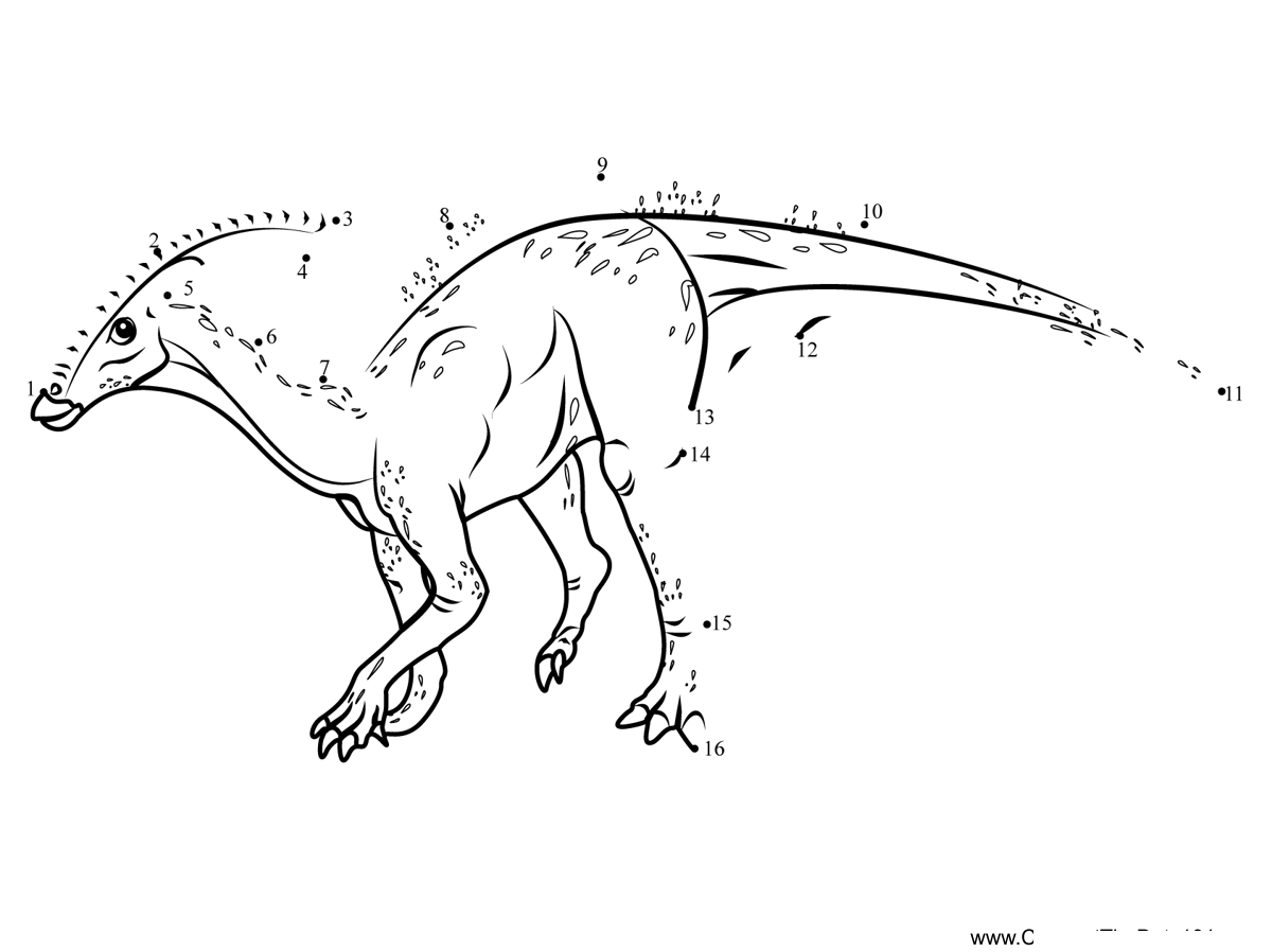 Hadrosaurid-Dinosaur printable dot to dot worksheet