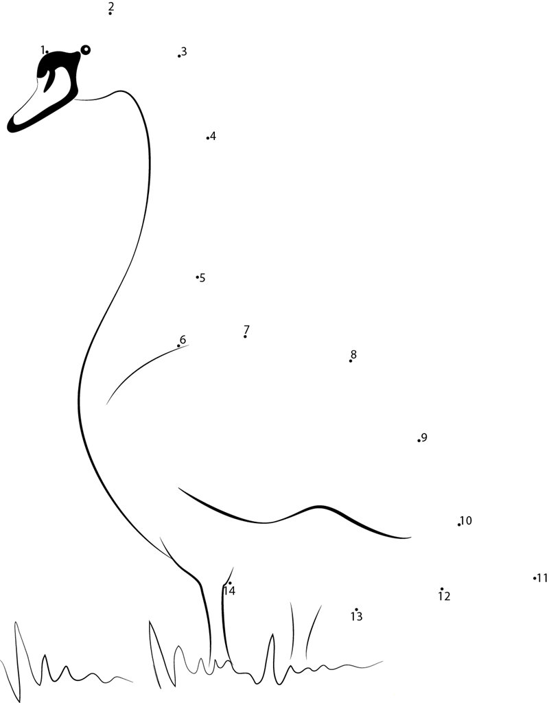 Swan On Shore printable dot to dot worksheet