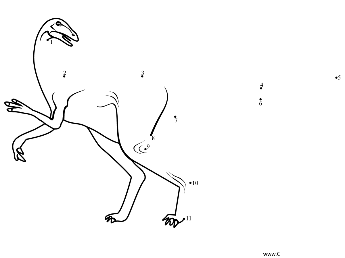 Ornithomimids-Dinosaur printable dot to dot worksheet