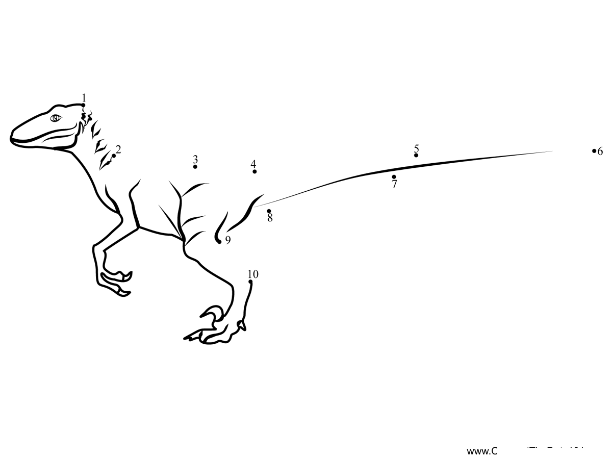 Raptor-Dinosaur printable dot to dot worksheet