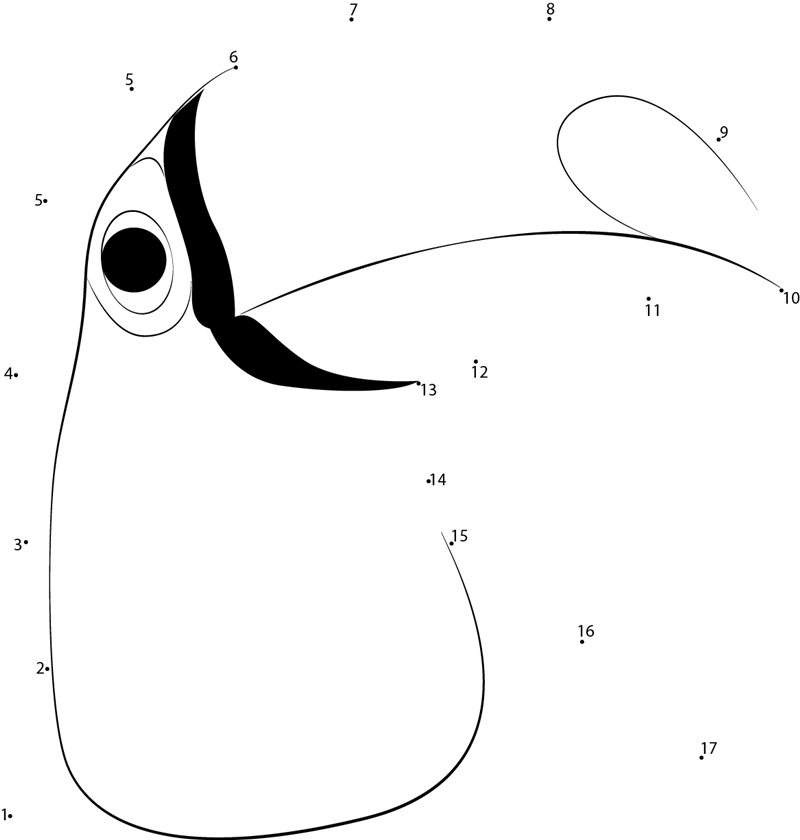 Toco Toucan Closeup printable dot to dot worksheet