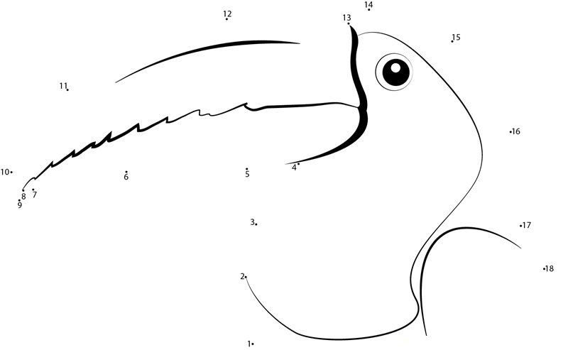 Toucan Head printable dot to dot worksheet