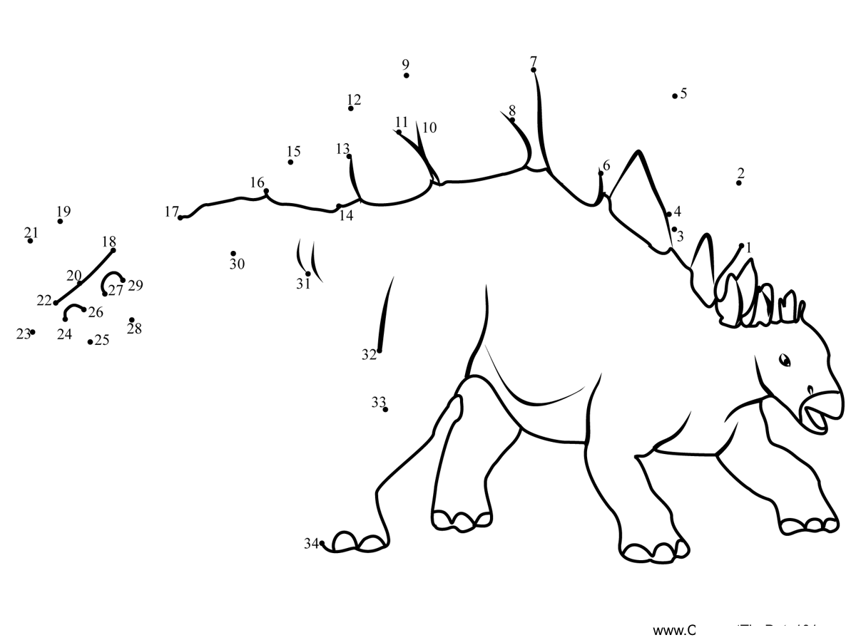 Stegosaurus-Dinosaur-Dinosaur printable dot to dot worksheet