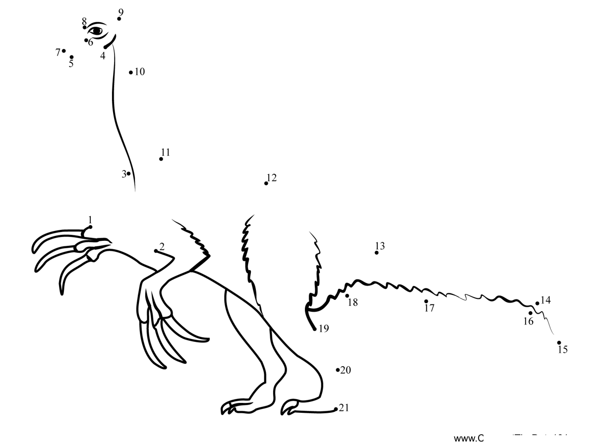 Therizinosaurus-Dinosaur printable dot to dot worksheet