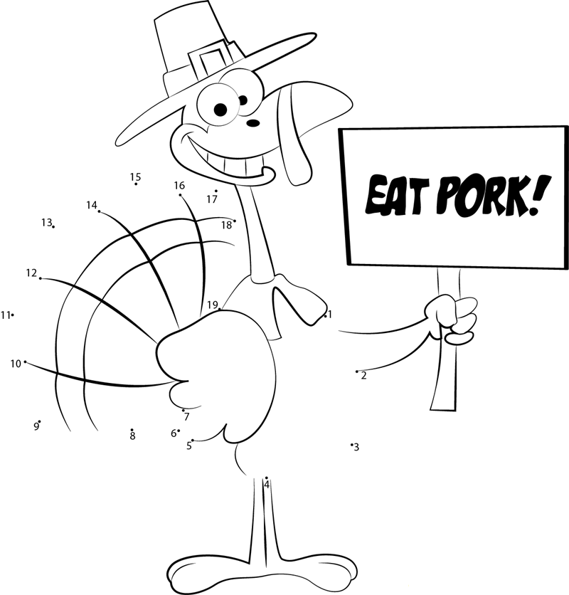 Turkey printable dot to dot worksheet