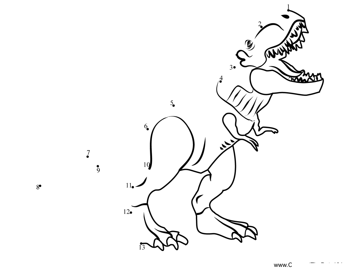 Tyrannosaurus-Rex-Dinosaur dot to dot worksheets