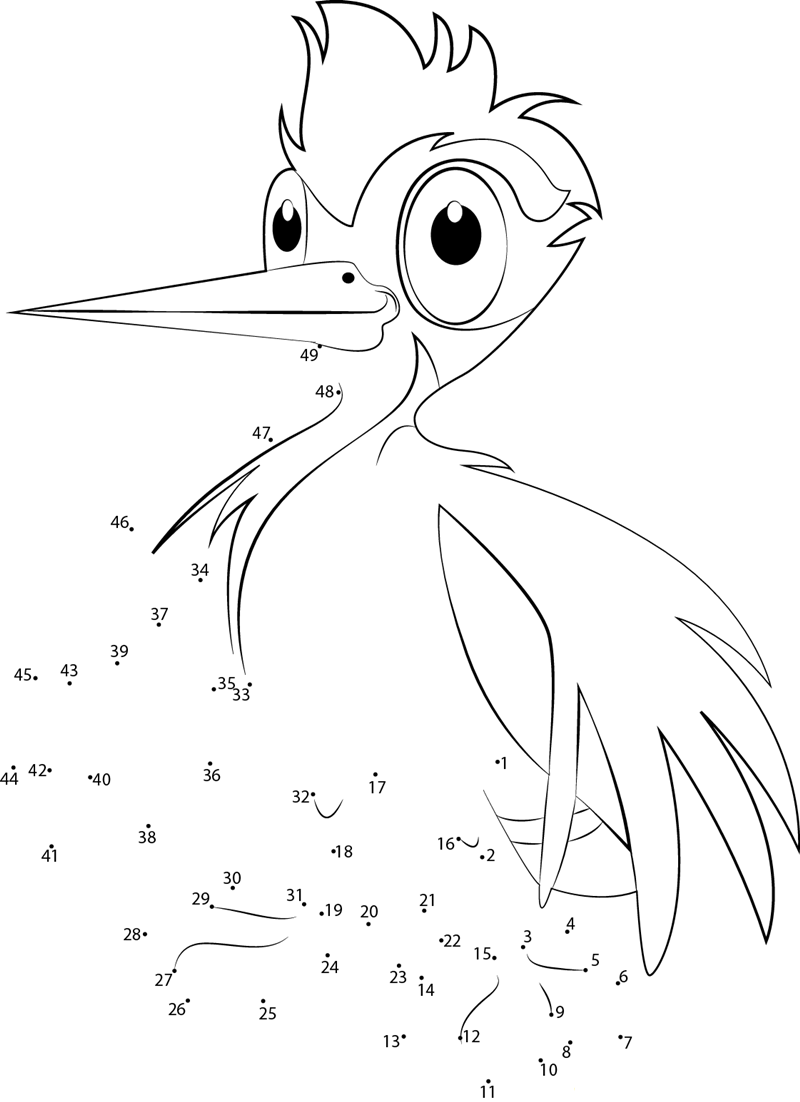 Nice Woodpecker Bird dot to dot worksheets