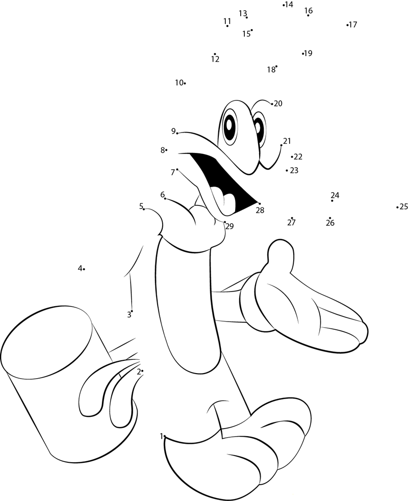 Woody The Woodpecker printable dot to dot worksheet