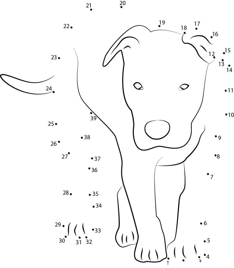 Black Dog Walking dot to dot worksheets