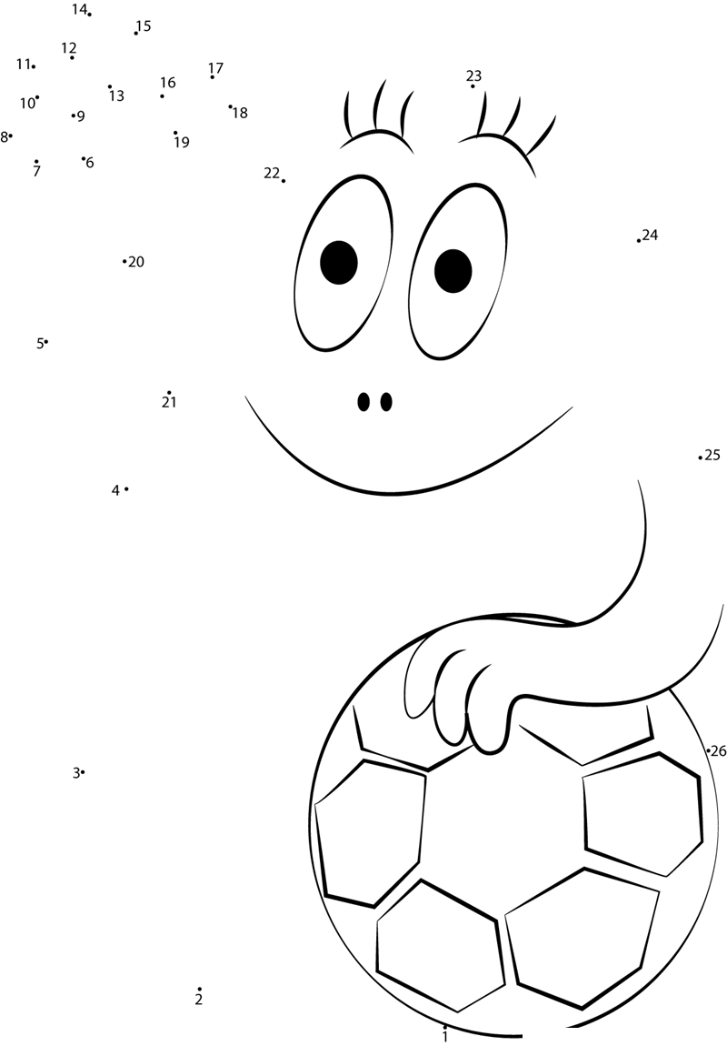 Barbapapa-The-Football-Player-Dot-To-Dot dot to dot worksheets