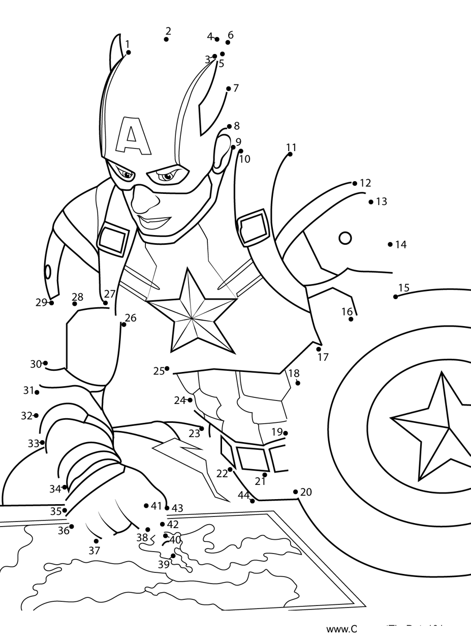 Captain-America-Discuss-Plan-In-Attack printable dot to dot worksheet