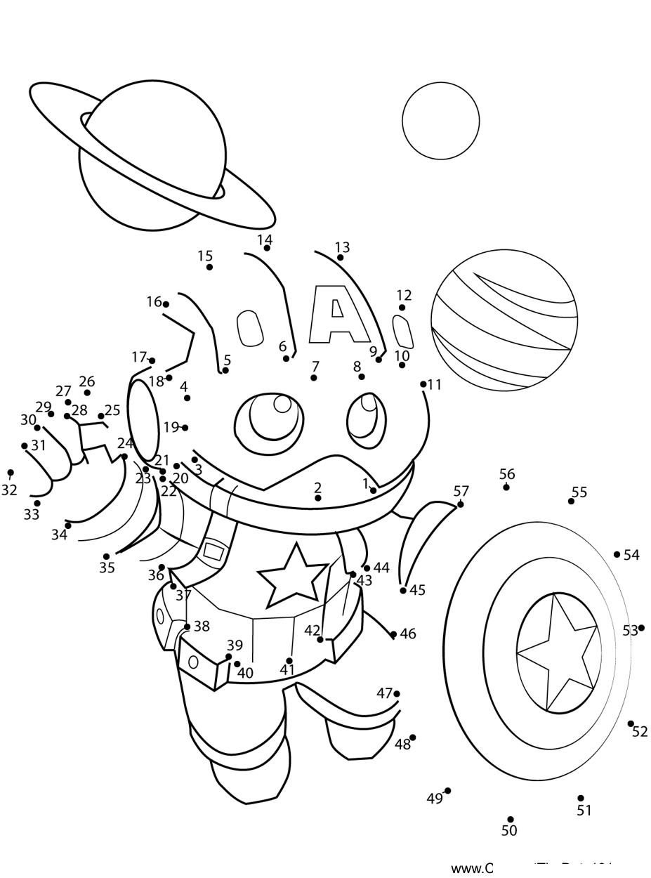 Captain-America-In-A-Space-Suit printable dot to dot worksheet