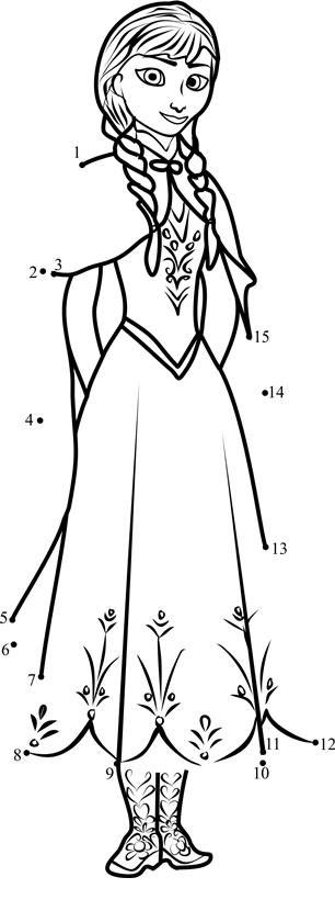 Princess-Anna-Dot-To-Dot printable dot to dot worksheet