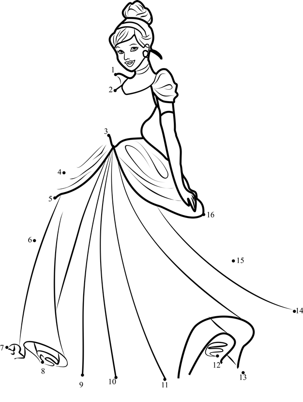 Princess-Cinderella-Dot-To-Dot dot to dot worksheets