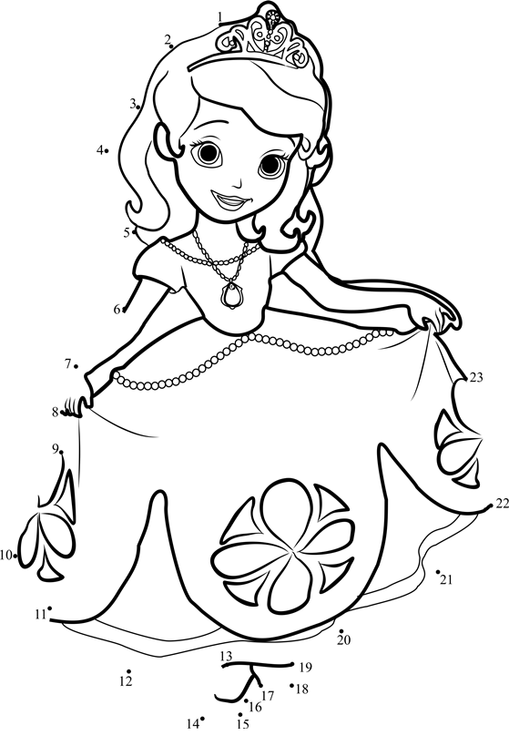 Princess-Sofia-Dot-To-Dot printable dot to dot worksheet