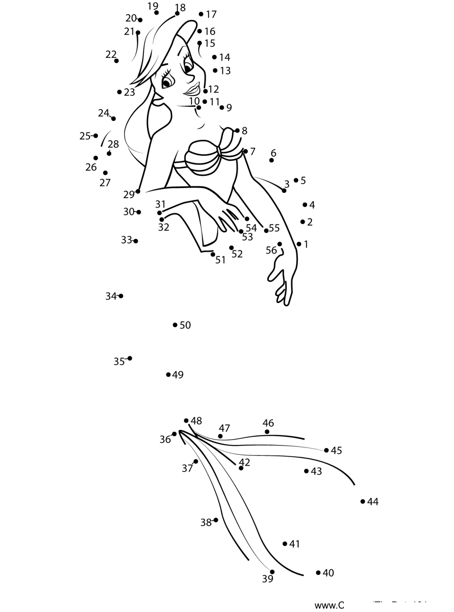 Adventurous-Girl-Ariel printable dot to dot worksheet