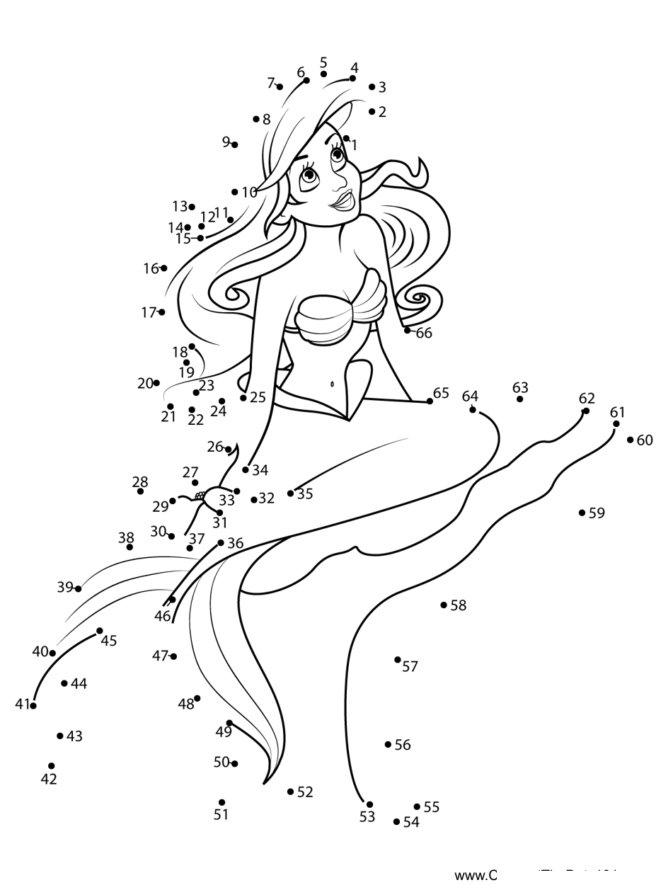 Ariel-Quickly-Swim-Up printable dot to dot worksheet