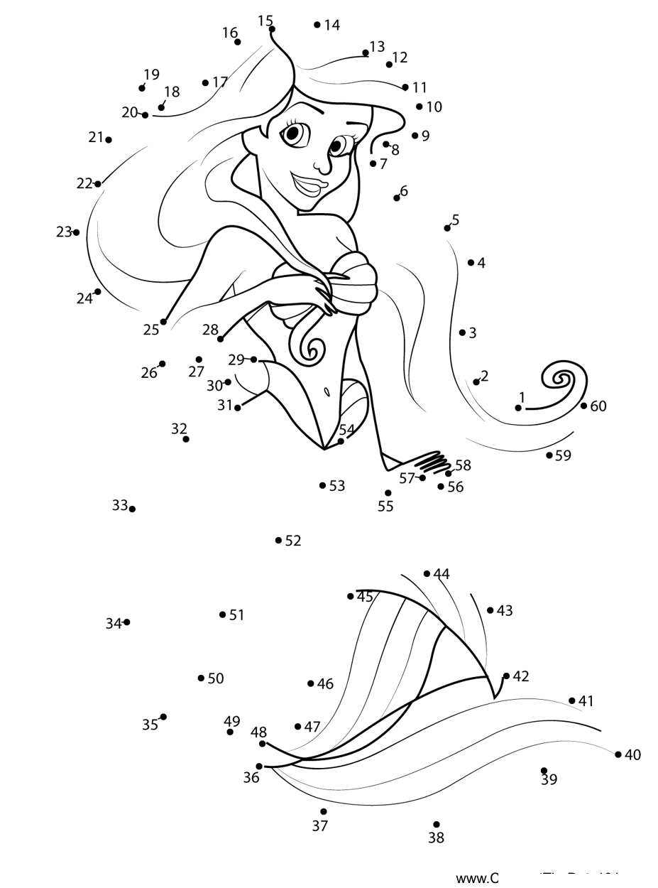 Ariel printable dot to dot worksheet