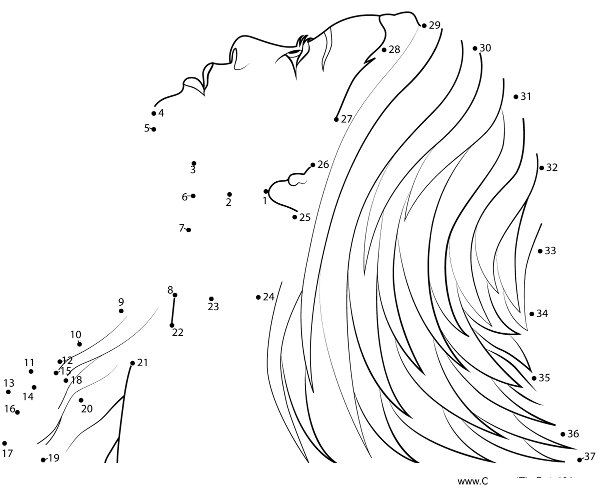 Mermaid-Ariel printable dot to dot worksheet