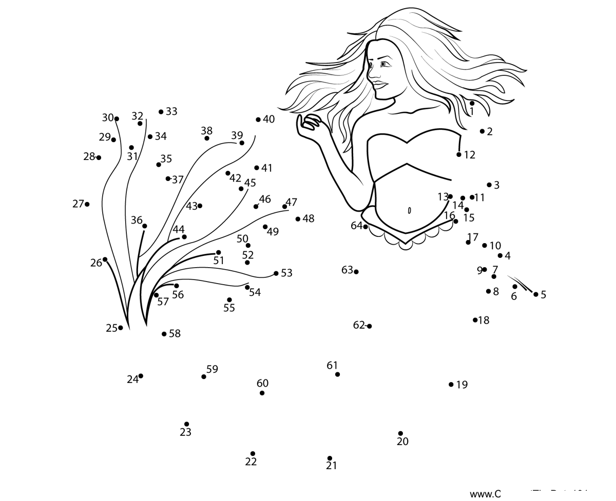 Princess-Ariel-Beauty printable dot to dot worksheet