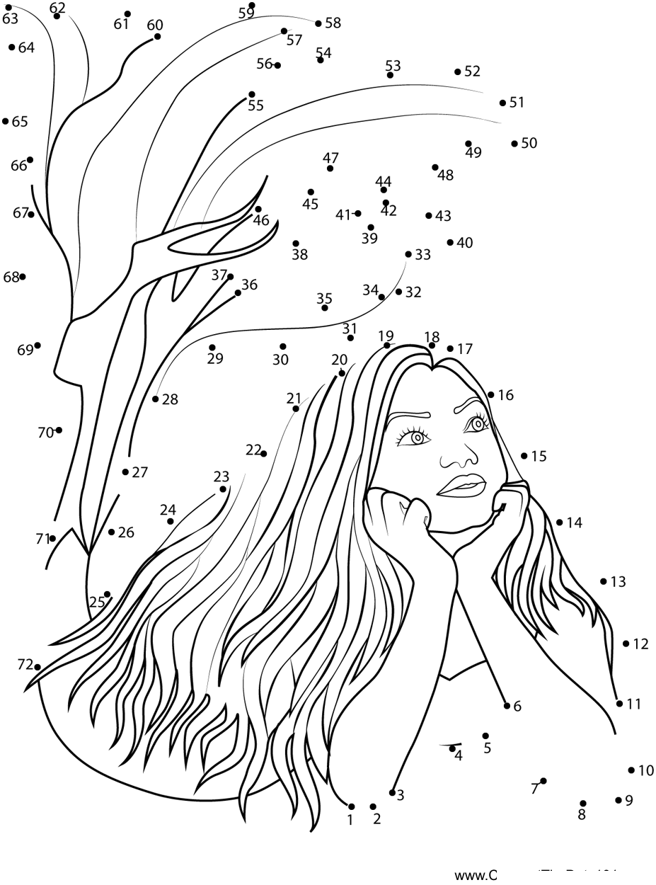 Princess-Of-The-Sea-Ariel printable dot to dot worksheet