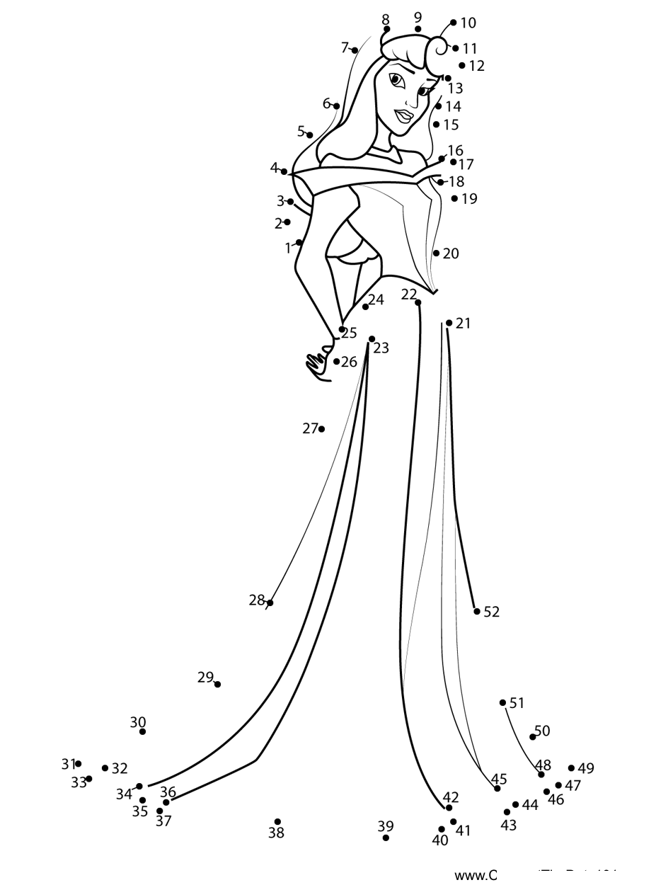 Aurora-Wearing-Long-Dress dot to dot worksheets