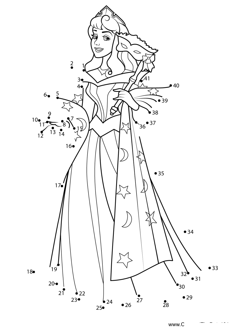 Aurora-Wearing-Mask dot to dot worksheets