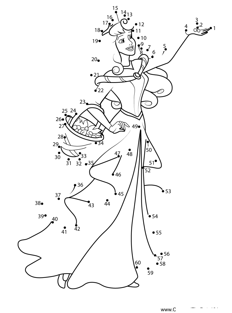 Aurora-Wearing-Tiara dot to dot worksheets