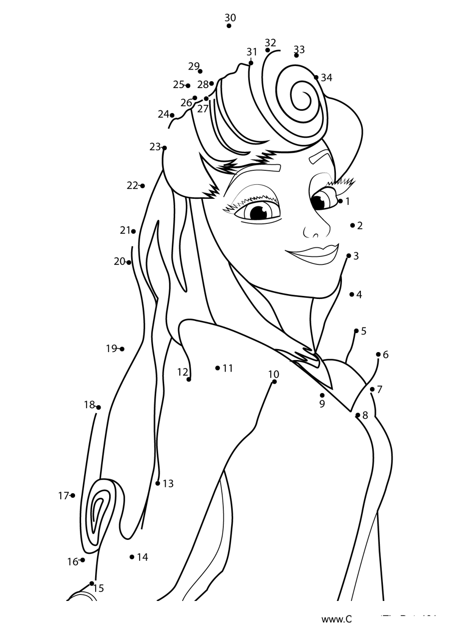 Princess-Aurora-Smiling dot to dot worksheets