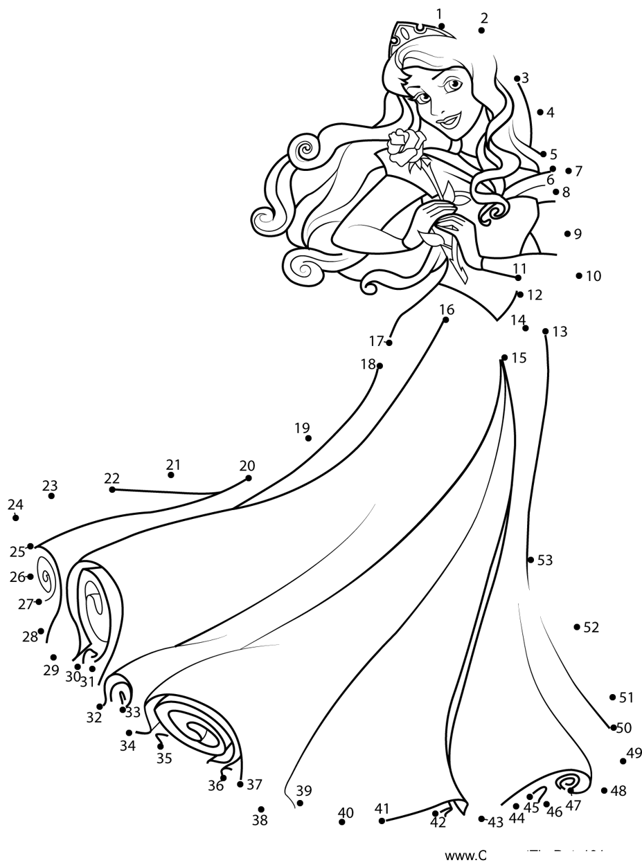 Princess-Aurora-Sparkly-And-Glittery-Gown dot to dot worksheets