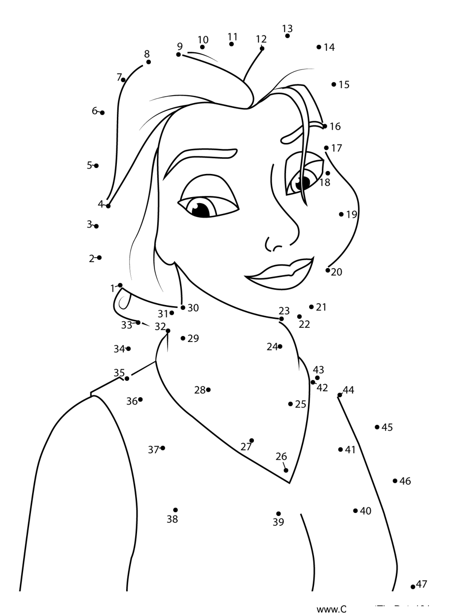 Belle-Thinking printable dot to dot worksheet