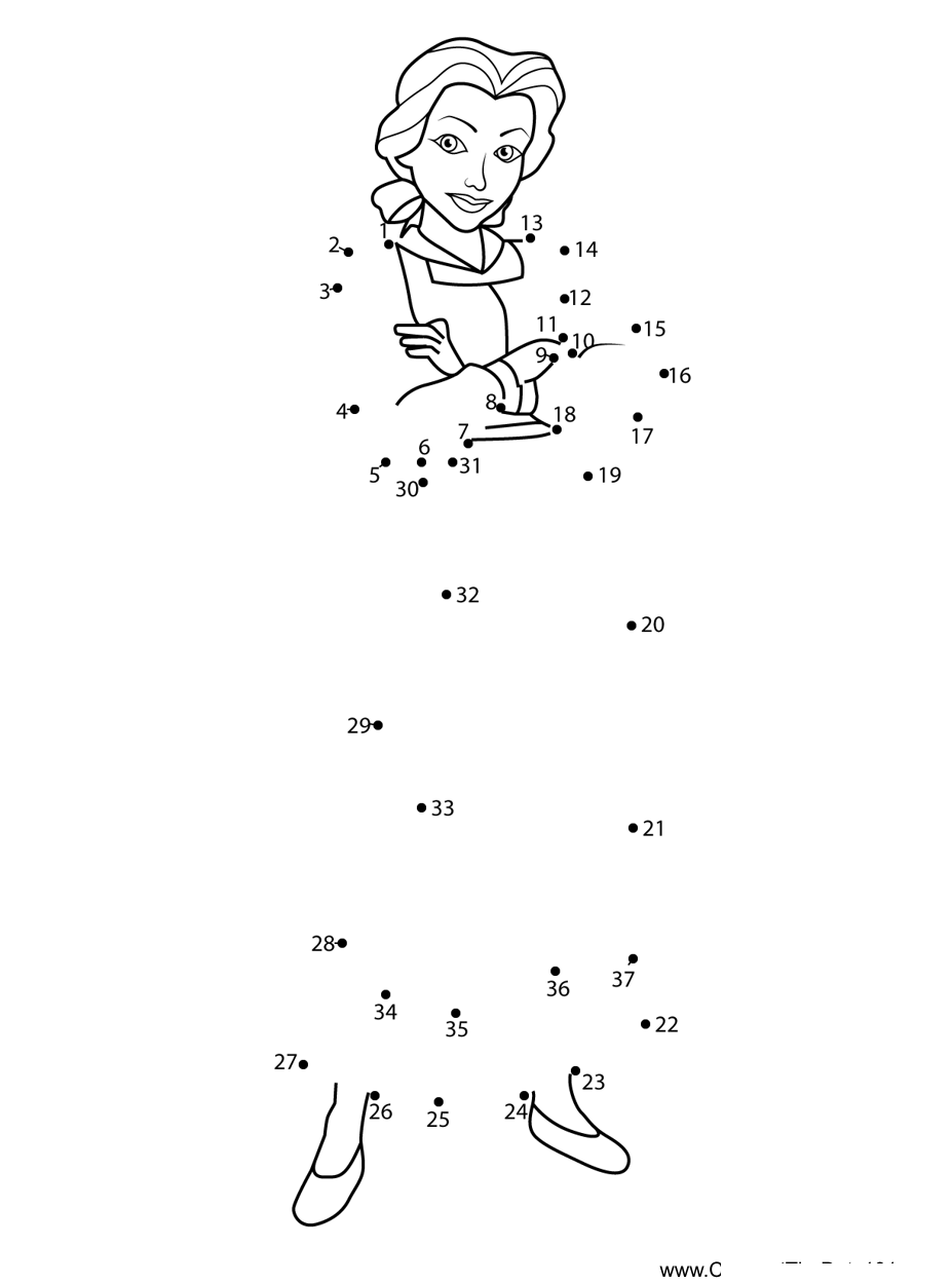 Belle-With-Costume dot to dot worksheets