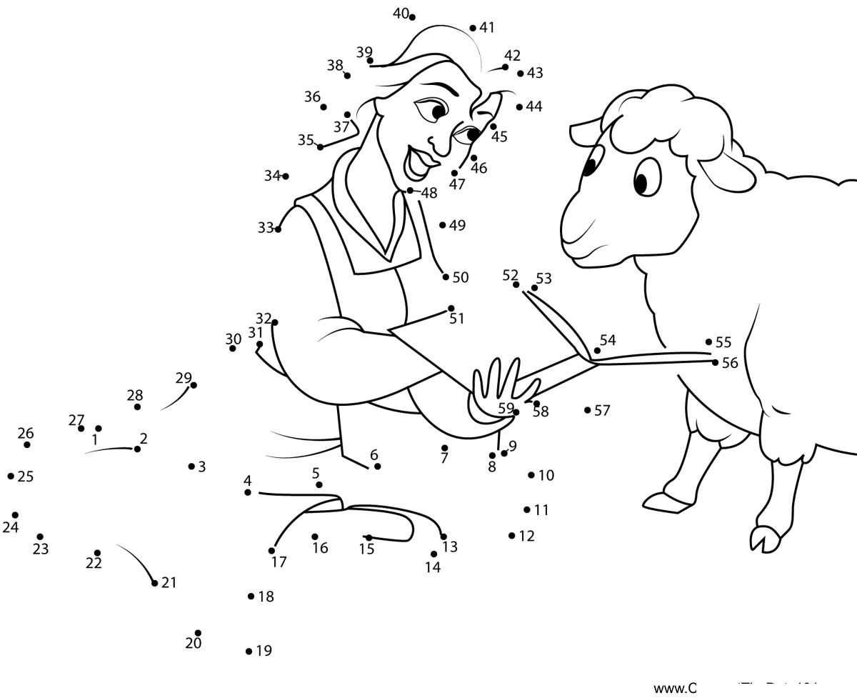 Belle-With-Sheep dot to dot worksheets