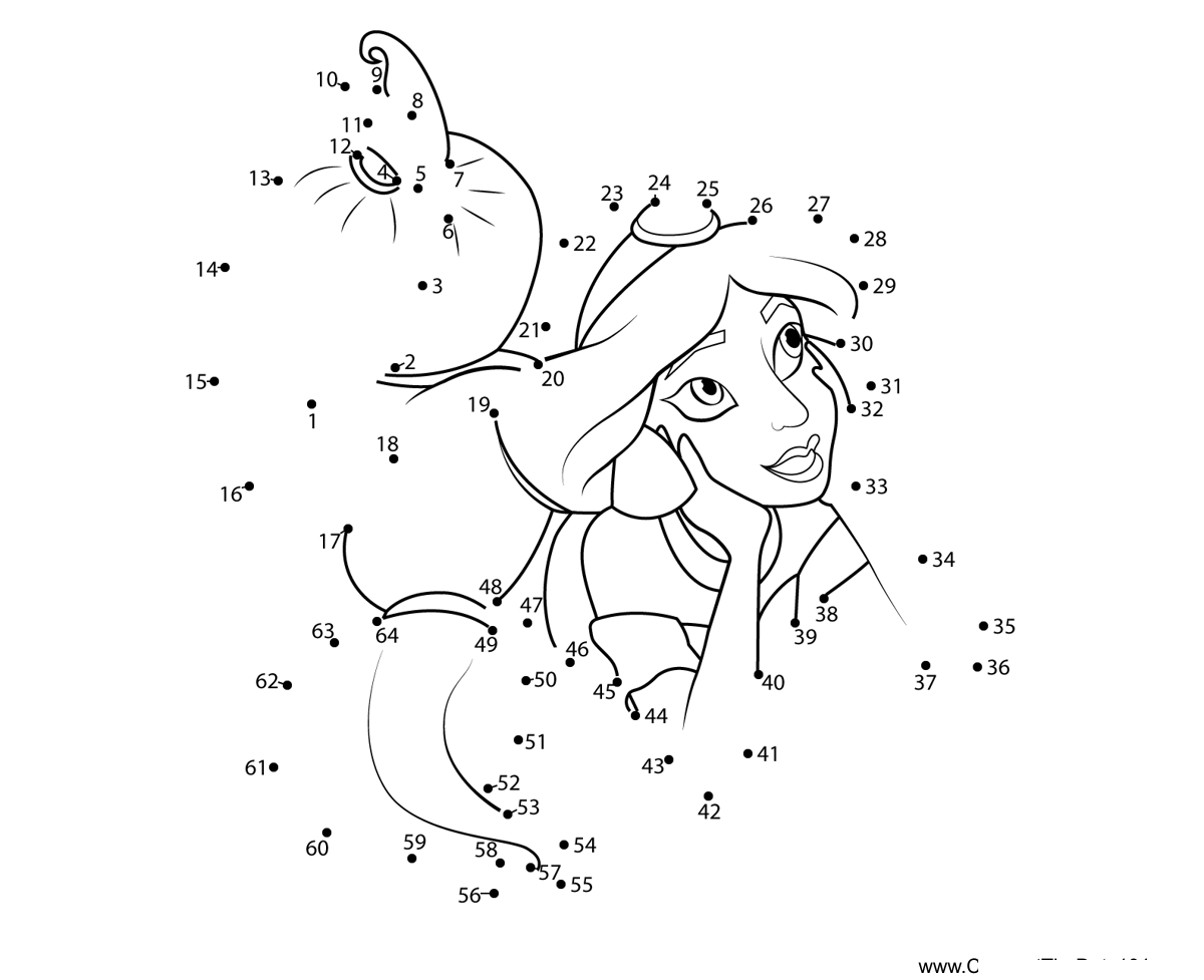 Jasmine-Waiting-For-Aladin dot to dot worksheets