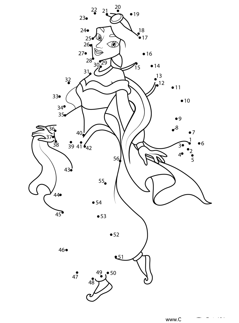 Princess-Jasmine dot to dot worksheets