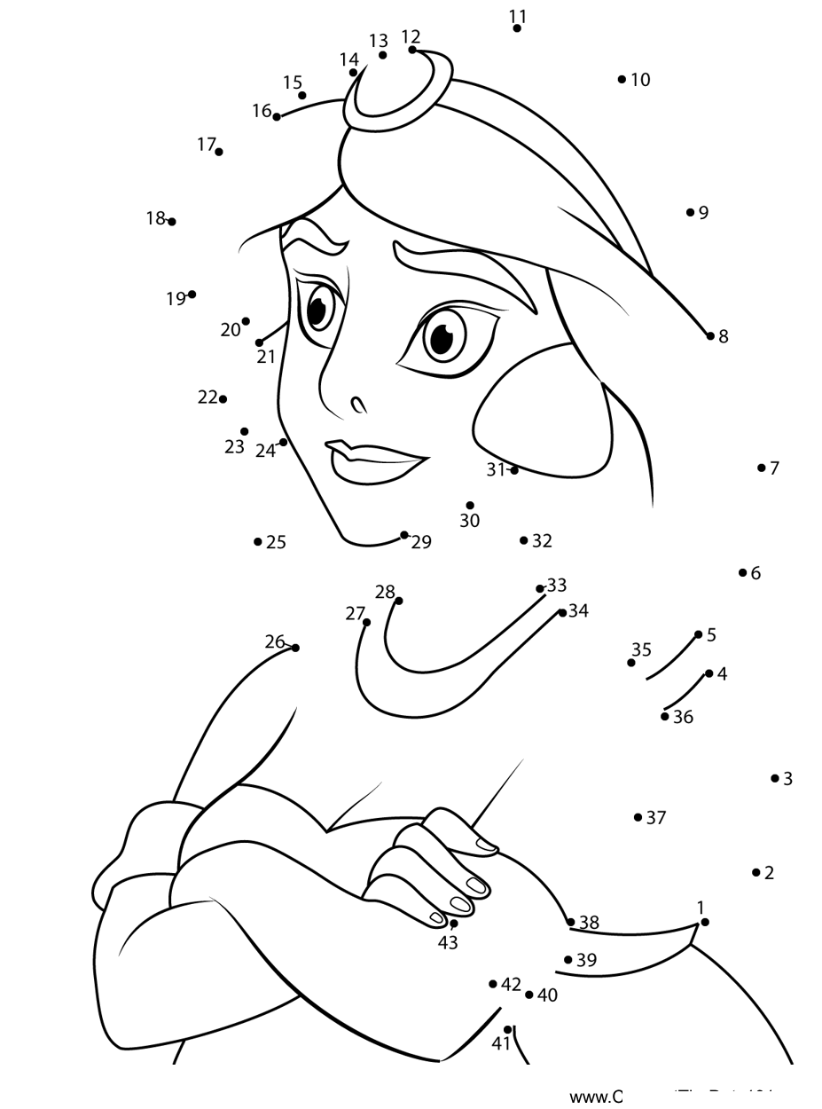 Strong-Princess-Jasmine dot to dot worksheets