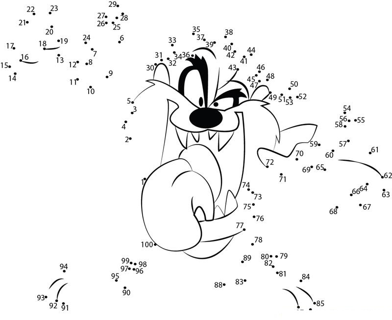 Taz Devil Irritable dot to dot worksheets